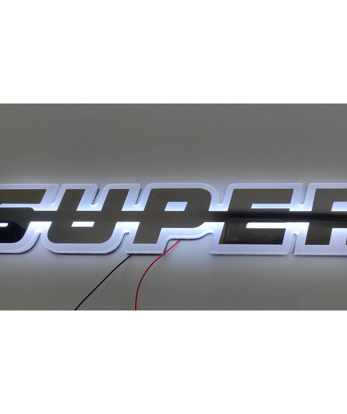 Светодиоден LED ЛЕД Надпис табела SUPER 24V бяла светлина 40 x 7cm