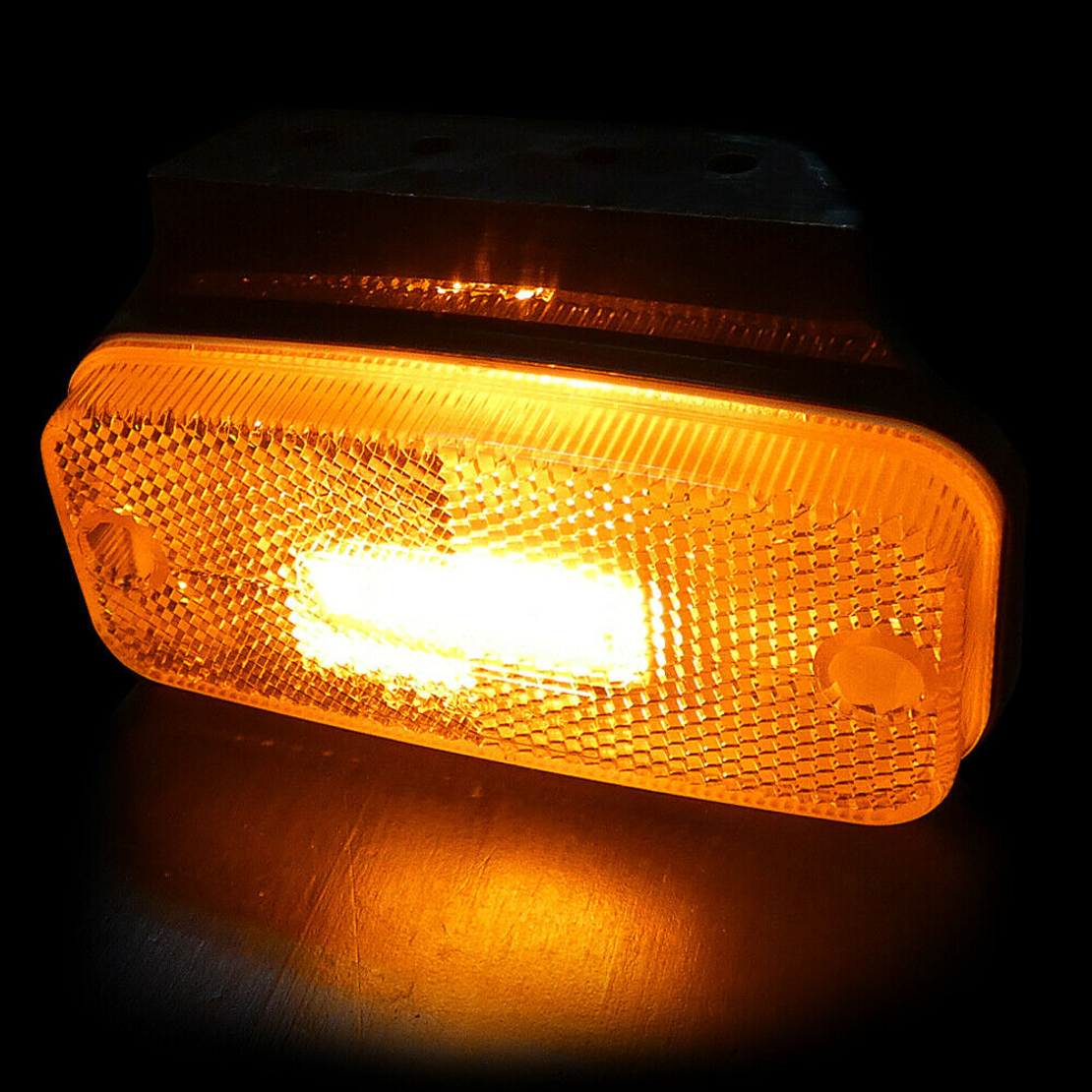 LED Светодиоден Габарит Със Стойка Маркер Вграден Рефлектор Е-Mark Оранжев Водоустойчив 12V-24V