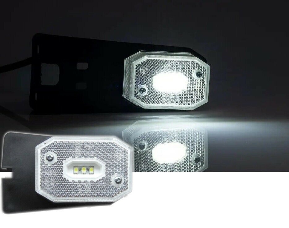 LED Лед Габарит със Стойка, Рефлектор, Бяла Светлина, Маркер, Токос, 12V - 24V, E-Mark E9, За Каравана, Кемпер и др.