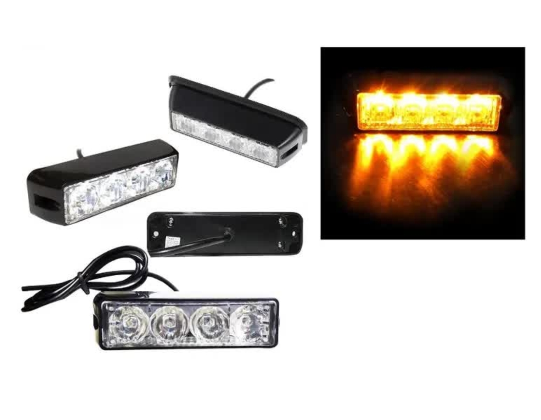 4 LED Аварийна Лампа За Пътна Помощ, Жълта Блиц Светлина, Мигаща