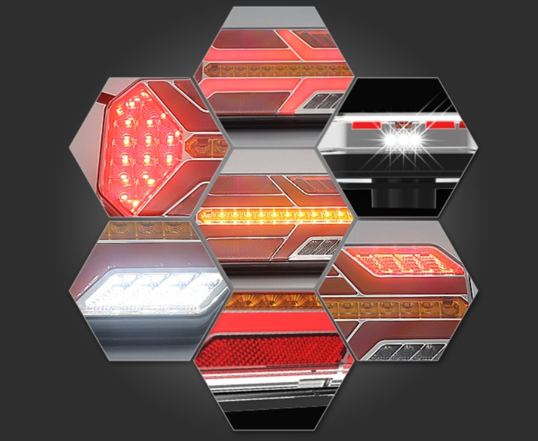 Комплект LED ЛЕД Диодни Стопове, Динамичен Мигач, 7 Функции, 12/24V