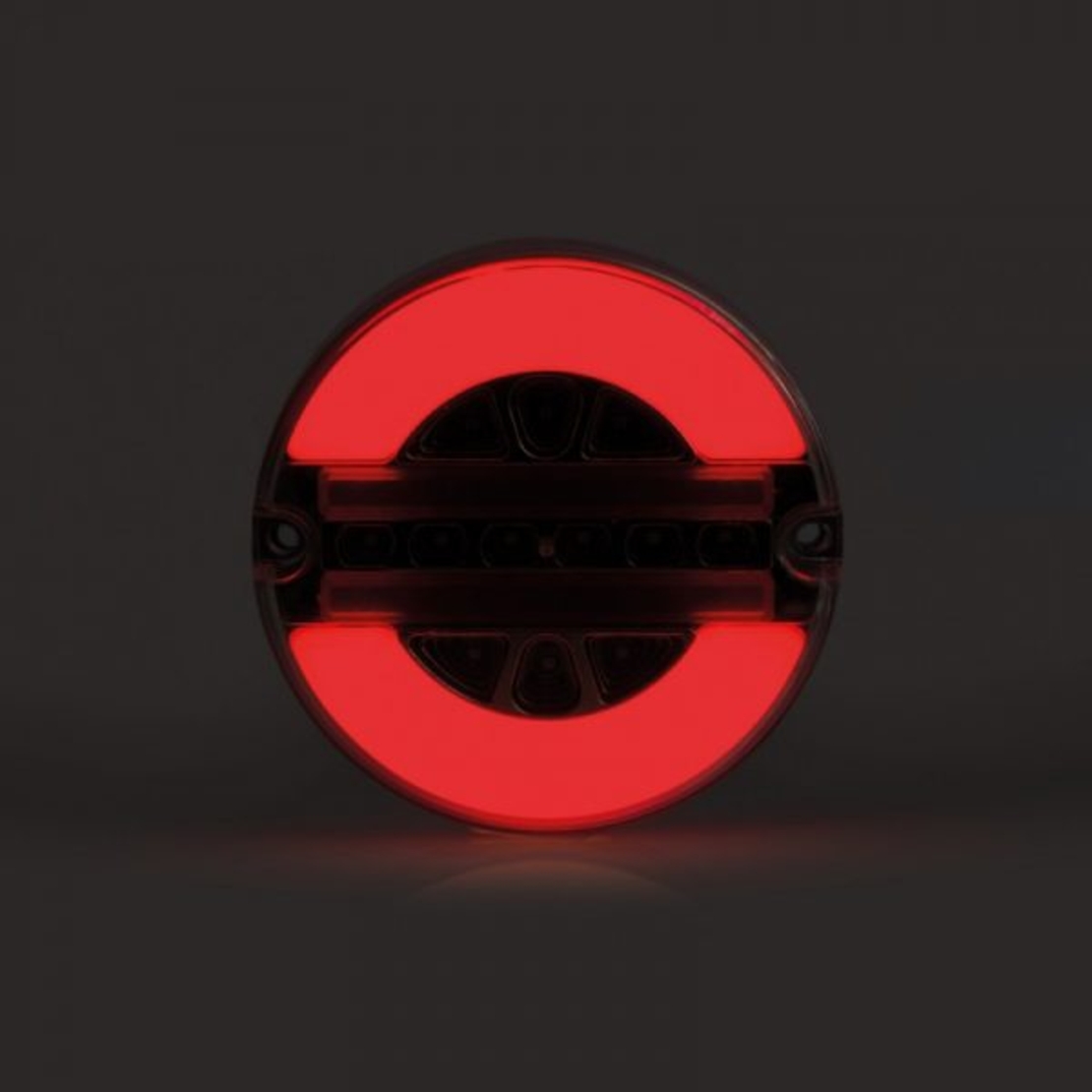 1 брой Кръгъл LED ЛЕД Светодиоден стоп задна светлина с неон Neon ефект тип Хамбургер 12V-24V E9 124 mm x 37,5 mm