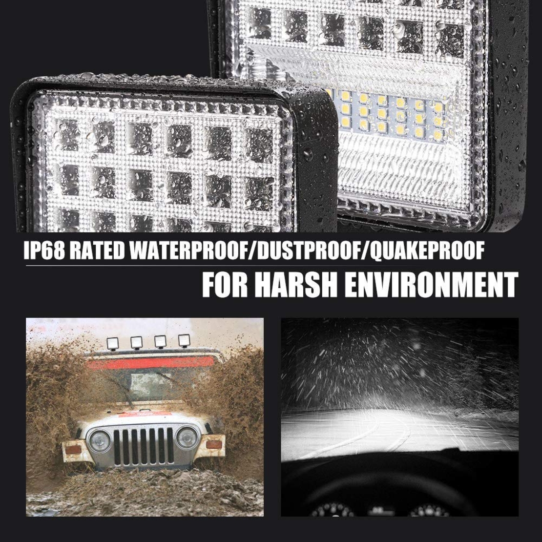 Универсален 126W Лед LED Халоген Фар Работна Лампа 12V - 24V бяла светлина за автомобил офроуд бус ван камион