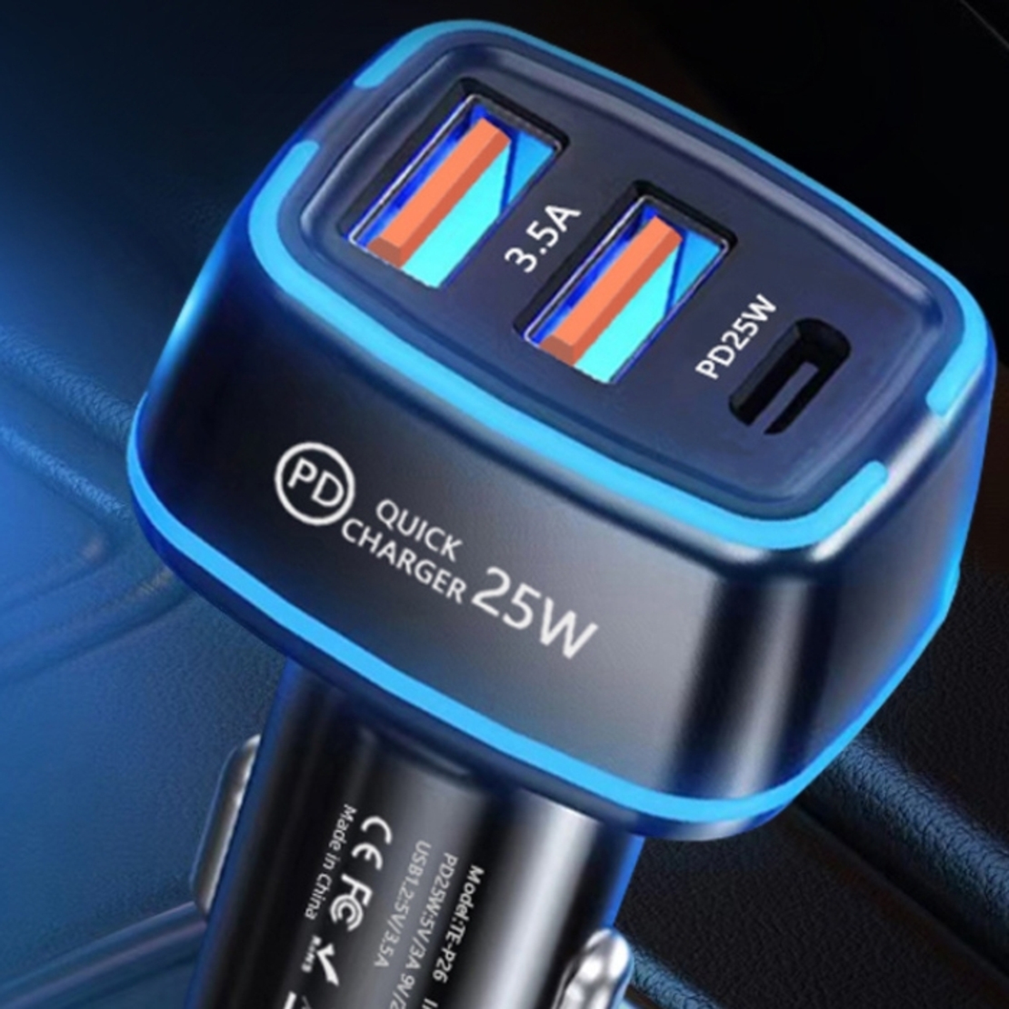 Адаптер за запалка с 3 порта - 25W