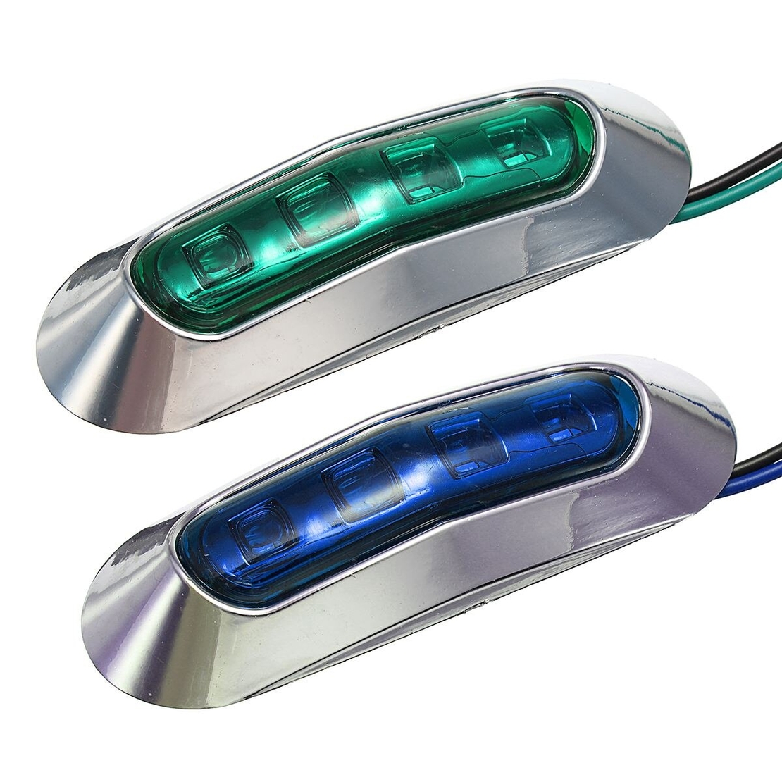 LED Габарит, Маркер, 5 цвята, 4 диода, Хромирана рамка - 12-24V - за автомобил, бус, камион, ремарке и др.