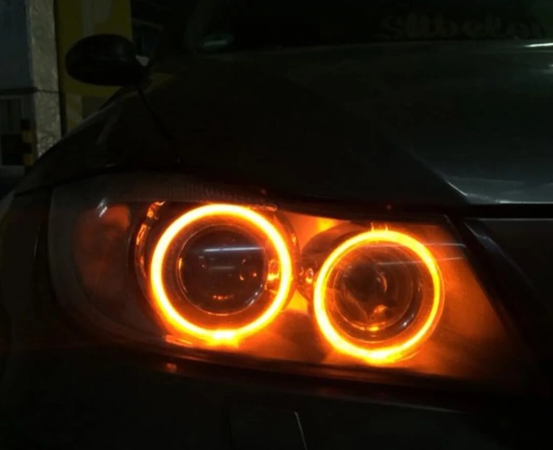 Комплект LED Angel Eyes крушки за BMW – CANBUS, жълта / оранжева светлина, Plug & Play