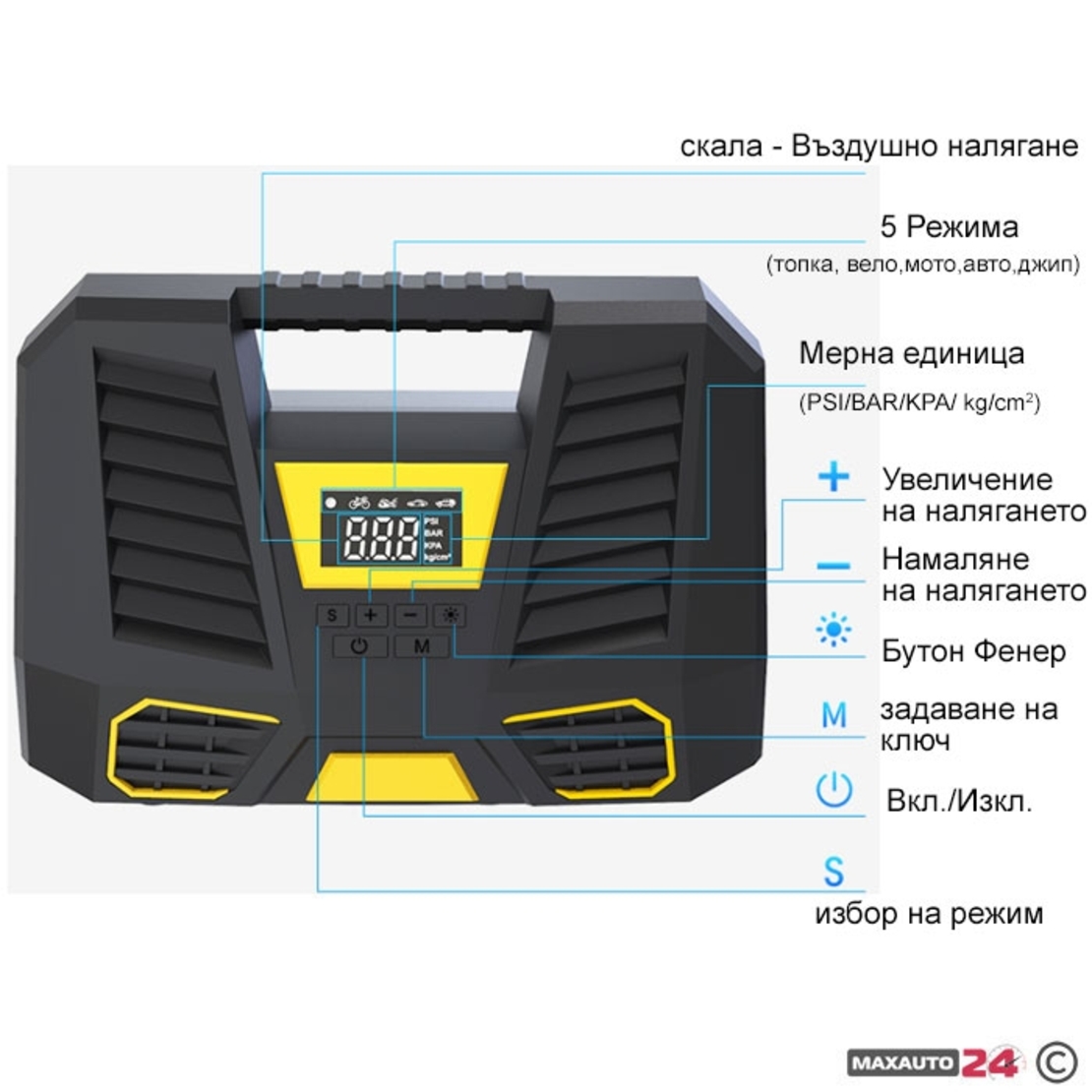 Компресор дигитален за гуми 12V - 1808-1