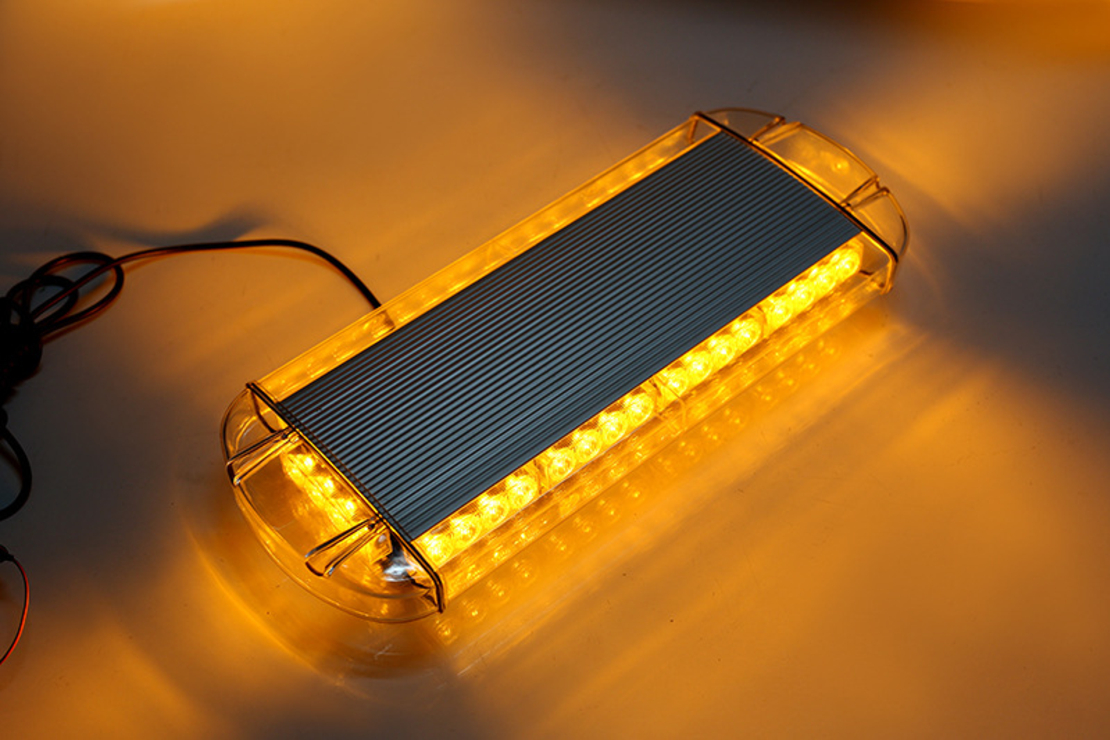 12V 24V Лед Led Диодна Мощна Аварийна Сигнална Лампа Буркан с Магнит 55см 10 режина Бяло Стъкло За Пътна Помощ Платформа Снегорин и др.