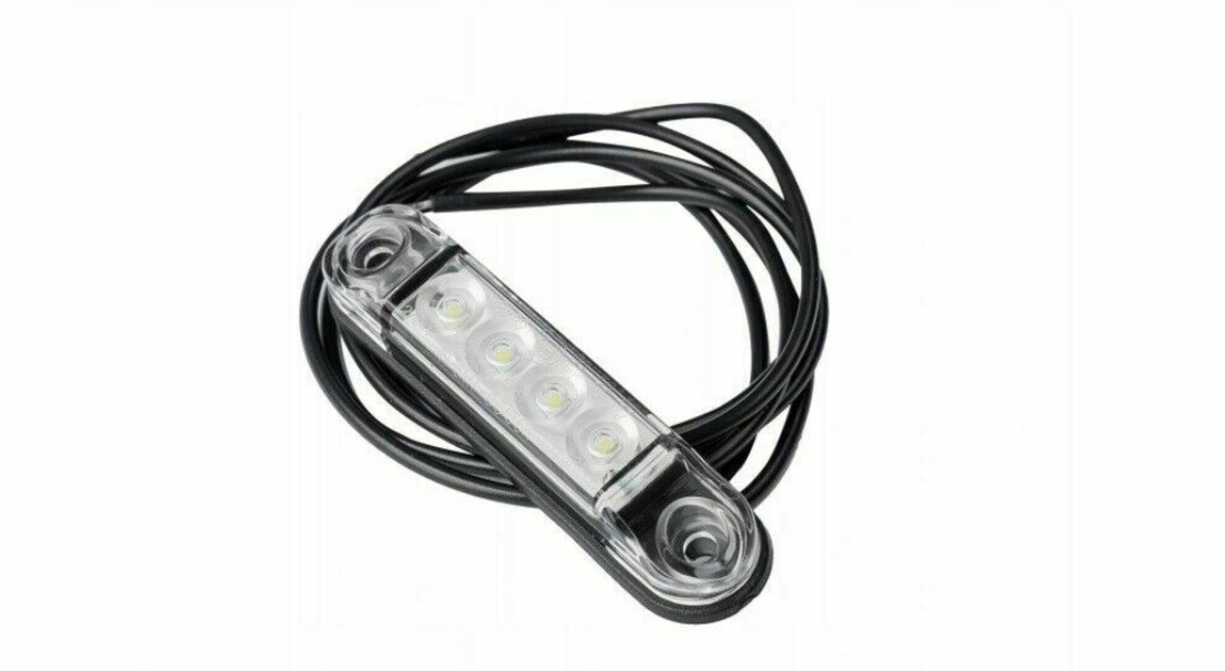 LED Светодиоден Габарит, Маркер, Токос, Бял, Овален, Е-Mark, 4 LED, 12V-24V, 8 см