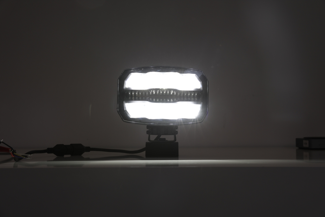 LED комбиниран халоген Flexzon 12–24V, 175W, 11000 lm, оранжев/бял DRL и аварийна блиц светлина с 4 режима, E-mark, IP67/69K