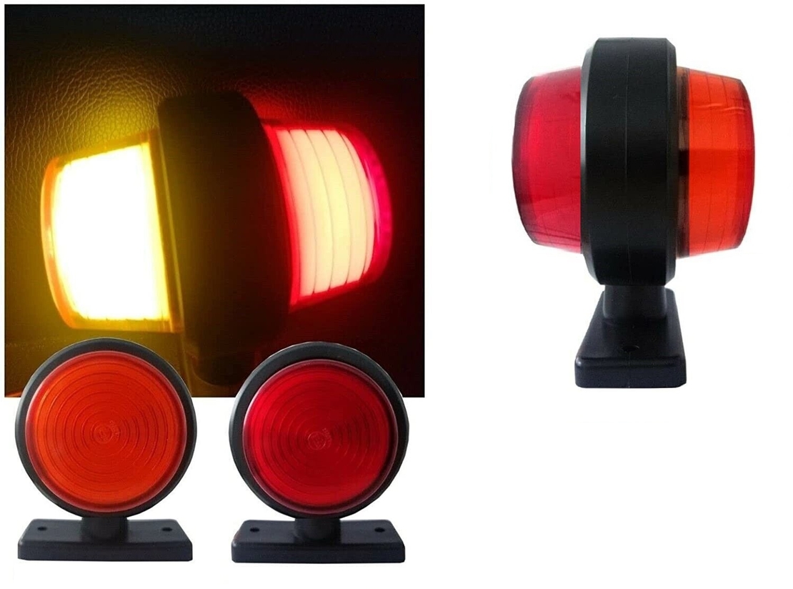 Комплект от 2 броя 12-24V ЛЕД LED Диодни Странични Маркери Рогчета Светлини неон ефект За Камион Ремарке Каравана Кемпер АТВ оранжево-червено 2X MAR949