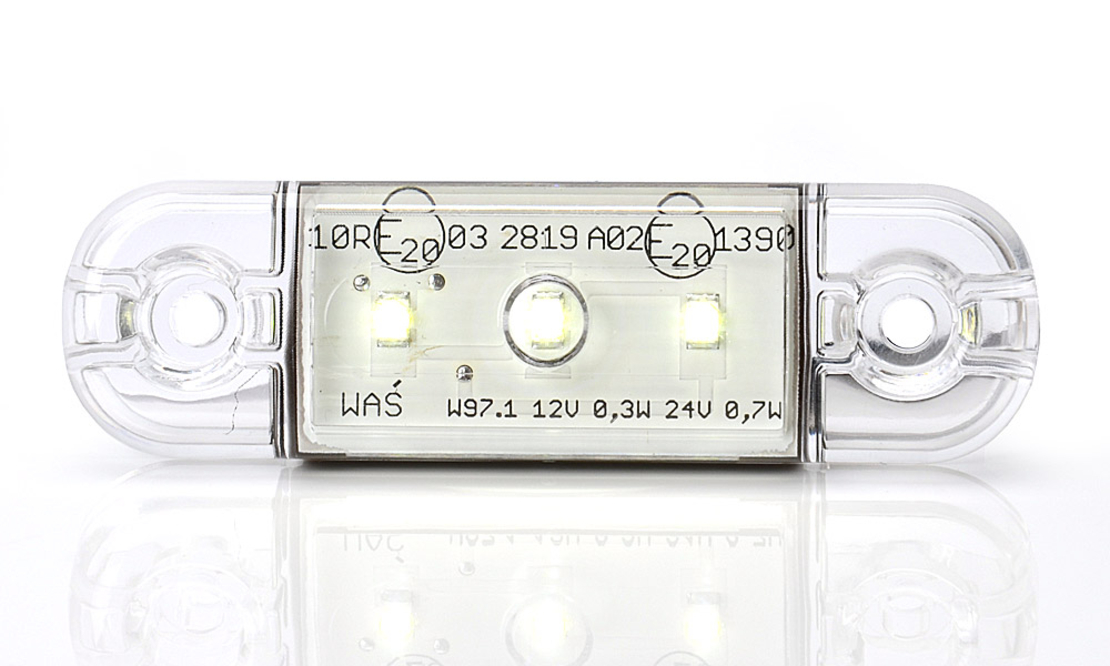 LED Светодиоден Габарит, Маркер, Токос, Бял, Е-Mark, 3 LED, 12V-24V, 8,4 см