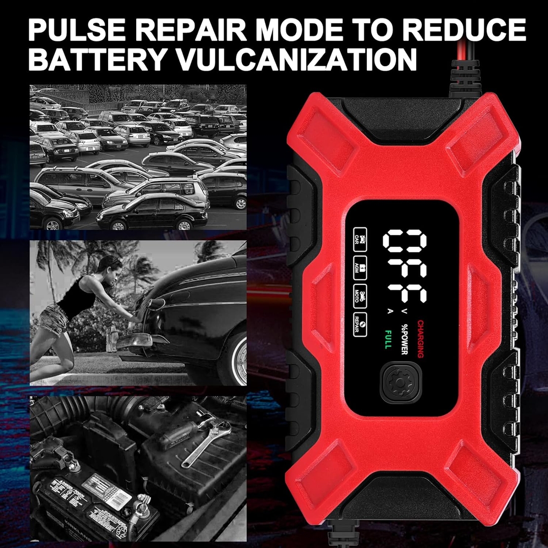 Автоматично Smart Смарт Импулсно Зарядно за Акумулатор 12V 6A