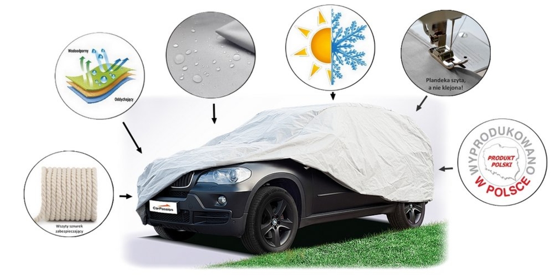 Водоустойчиво висококачествено покривало Perfect за SUV Ван размер XL ХЛ 415cm сив CarPassion