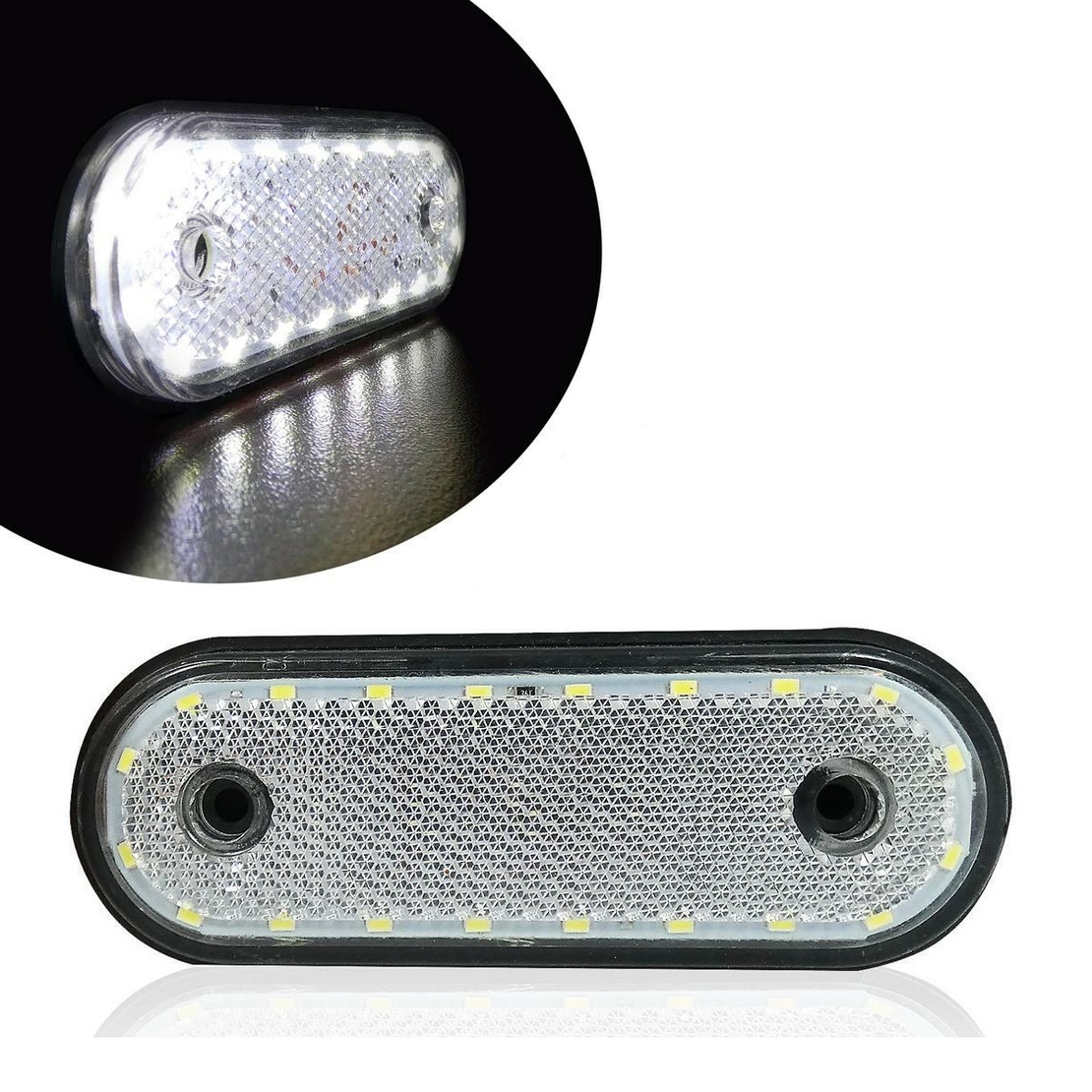LED Габарит, Маркер, Токос - Бял, Червен, Жълт, 20 Диода - 12V - 24V - за камион бус, ван, каравана, платформа, кемпер
