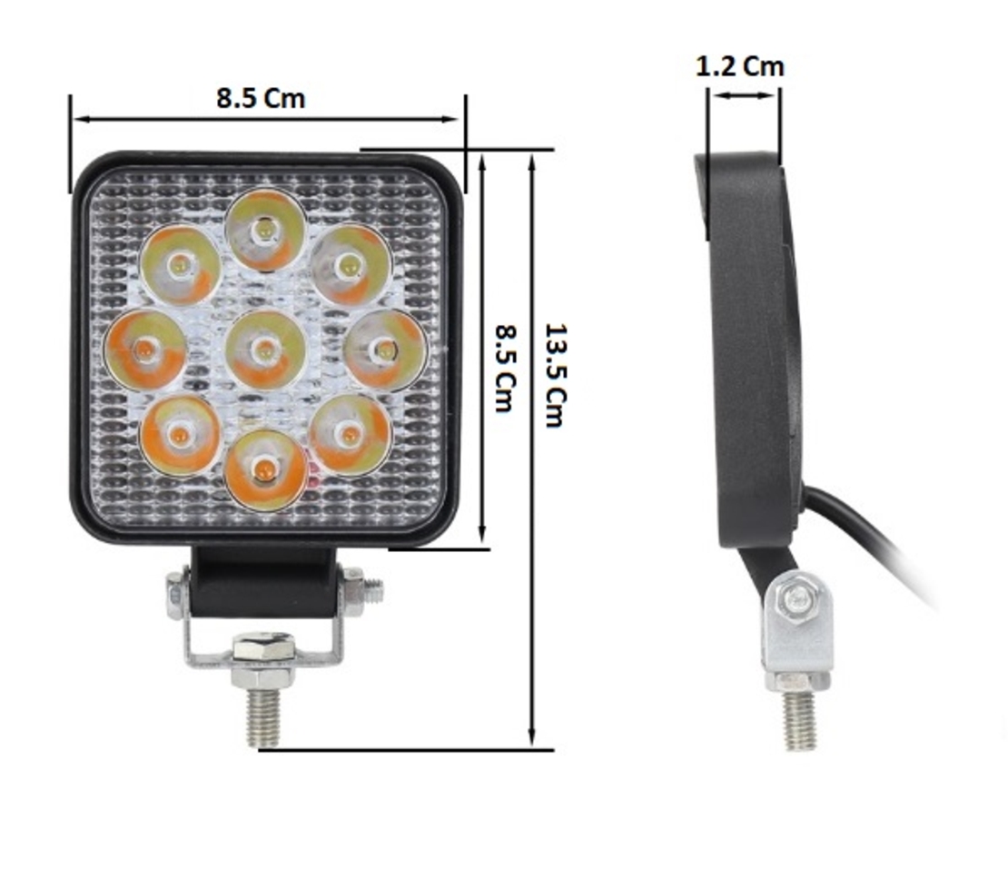27W Мини Диоден Фар Прожектор Дневни Светлини Диодна Лампа 12V 24V Слим Slim