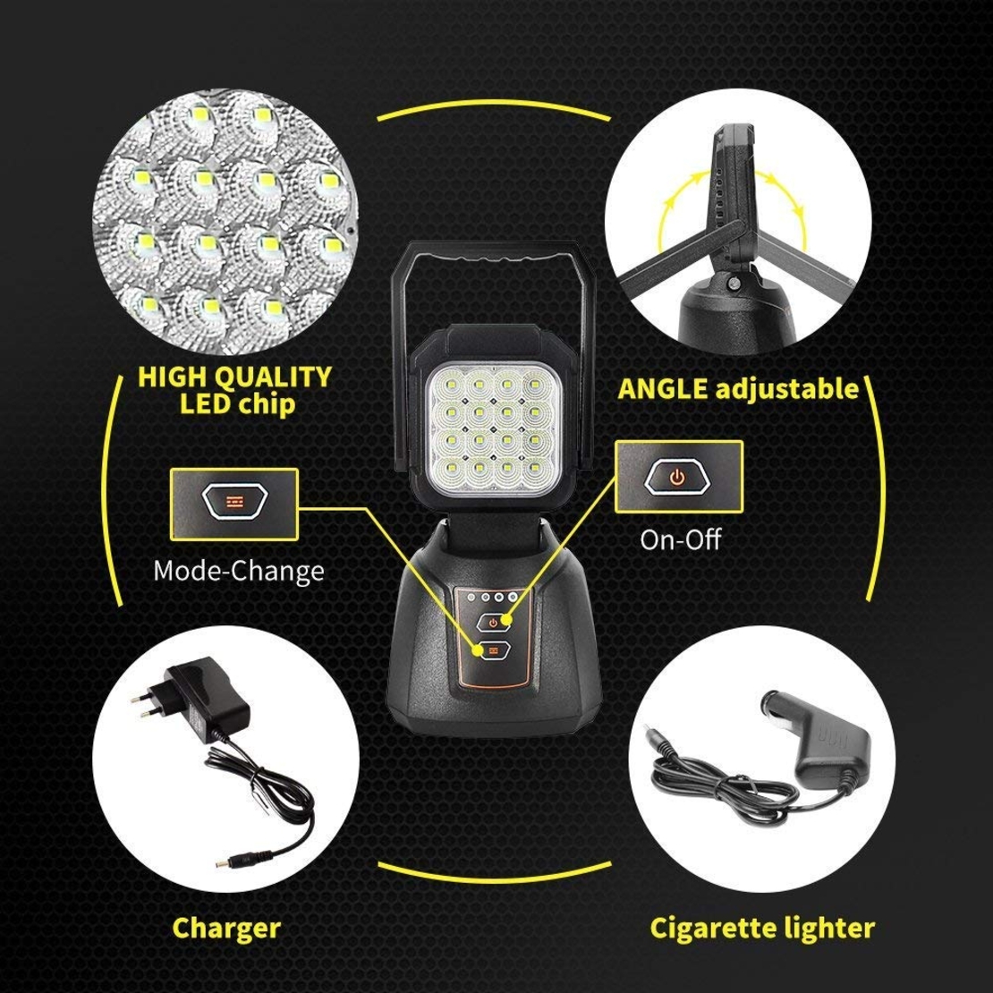 Мощна 48W LED Лед Aкумулаторна Работна Лампа С Магнит 2800 lm 7200 mAh