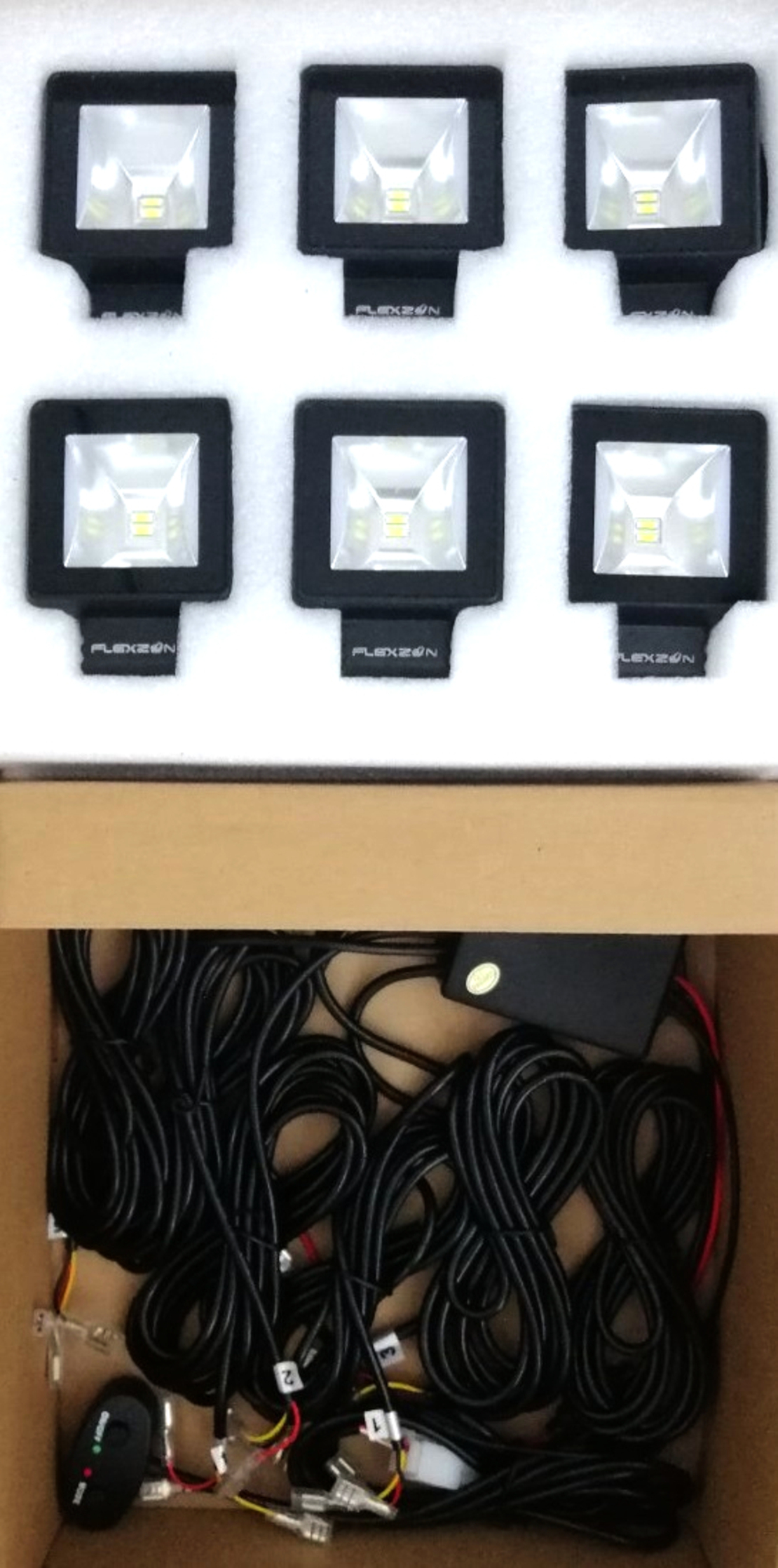 Комплект от 6 броя Лед LED Халогени Лампи с окабеляване Бяла Flood + Оранжева DRL Светлина 12V - 24V за Off Road 4X4 SUV джип мотор автомобил камион градина и др.