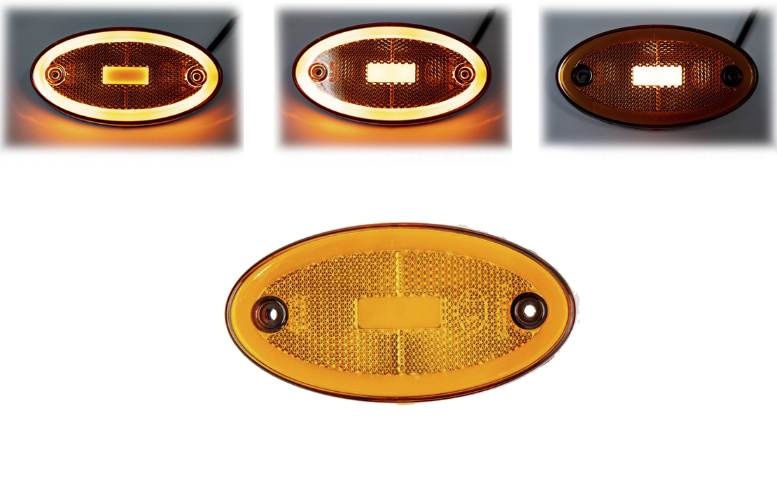 LED Светодиоден Габарит, 116mm x 60mm, Оранжев, Жълт, Неон Ефект, Три Функции,12V-24V