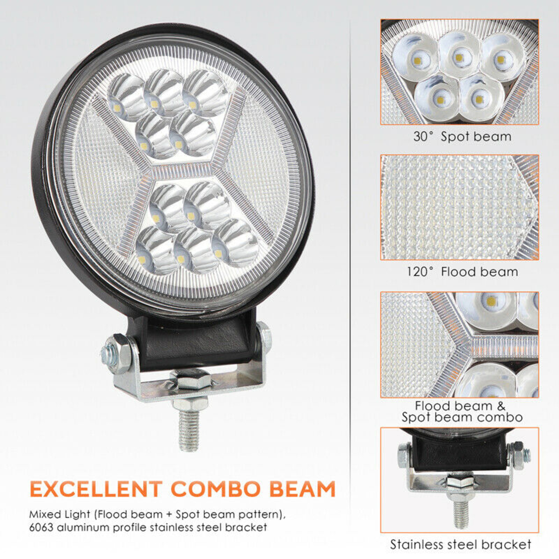 Универсален 126W Лед LED Халоген Фар Работна Лампа 12V - 24V бяла светлина + блиц мигаща бяла светлина за автомобил офроуд бус ван камион