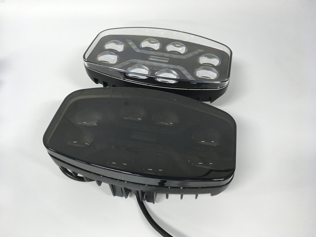 LED ЛЕД диоден фар халоген лампа 12V - 24V 48W бяло-жълто с черно стъкло за АТВ джип камион трактор земеделски и селскостопански машини и др. 245 x 139.4 x 90 mm E-mark E9