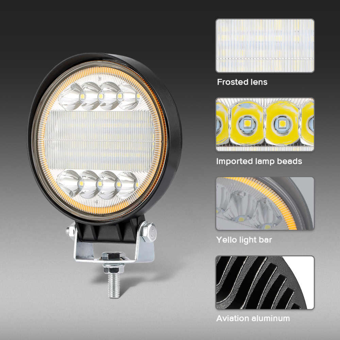 72W LED Диоден Фар Работна Бяла Жълта Светлина Габарит Мъгла Лампа 12V 24V 3100 Лумена