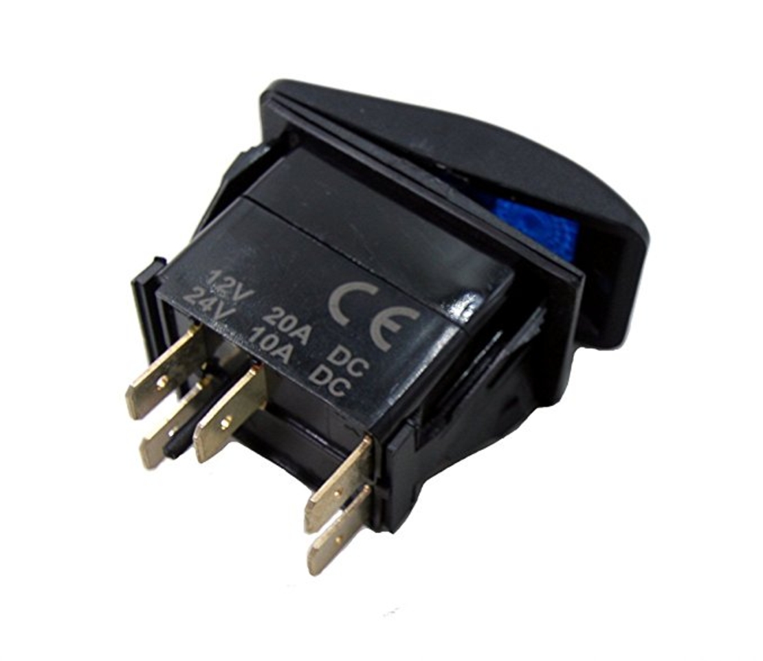Копче, Бутон, За Вграждане, за LED Лед Бар, Халоген, Светлини, 12V - 24V, Надпис  ROOF LED LIGHT BAR , Синя Светлина