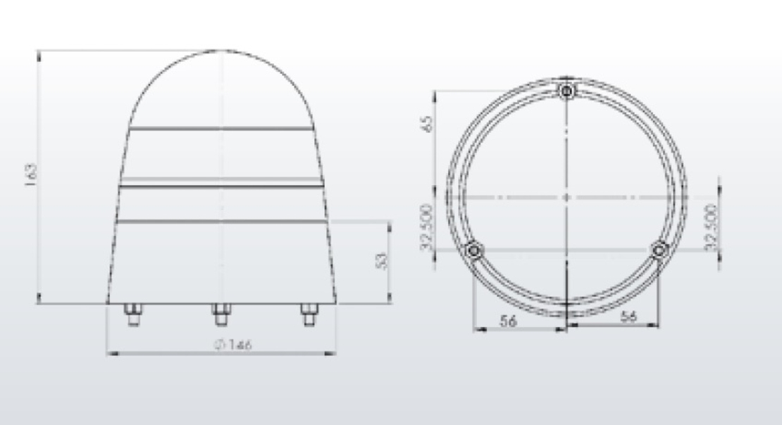 Въртяща Сигнална Аварийна Оранжева Лампа Маяк с Крушка 24V Ø 146mm