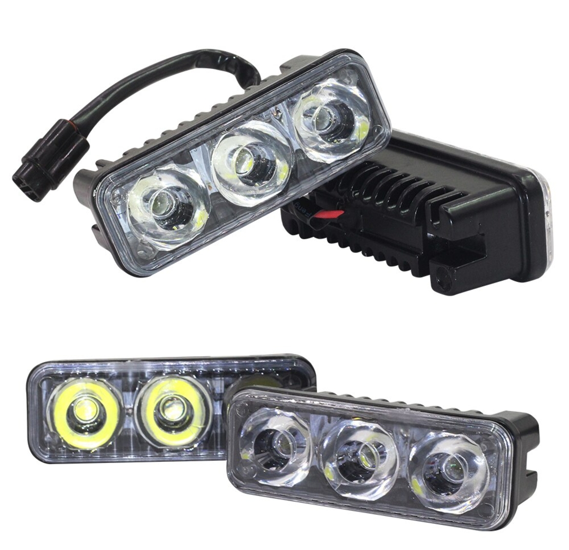 Комплект Предни Мощни 3 Led Лед Диодни Дневни Светлини 12V 3W НОВИ