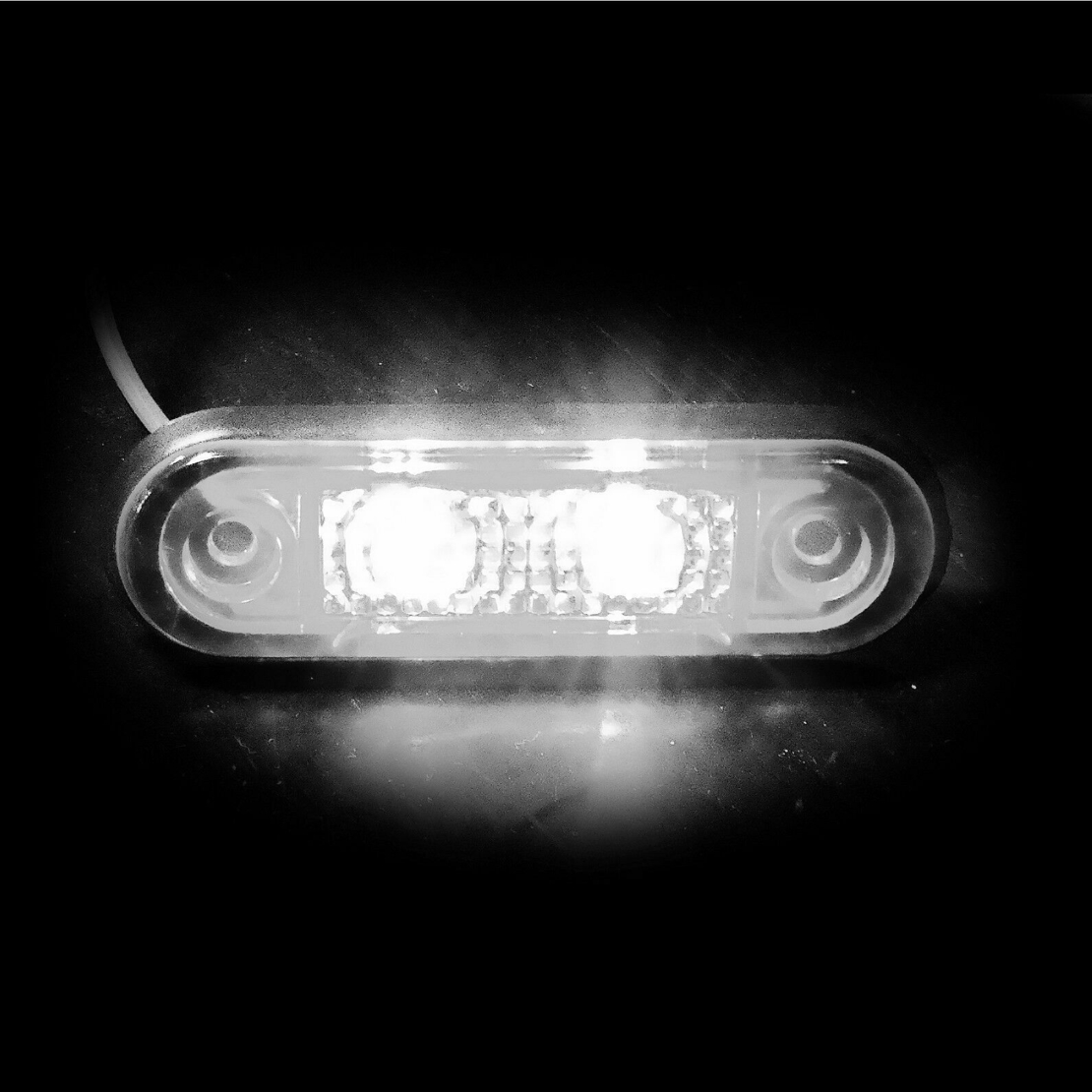 БЯЛ LED диоден преден маркер - токос габарит за бус платформа камион ремарке автобус - 75 мм х 22 мм - 12V