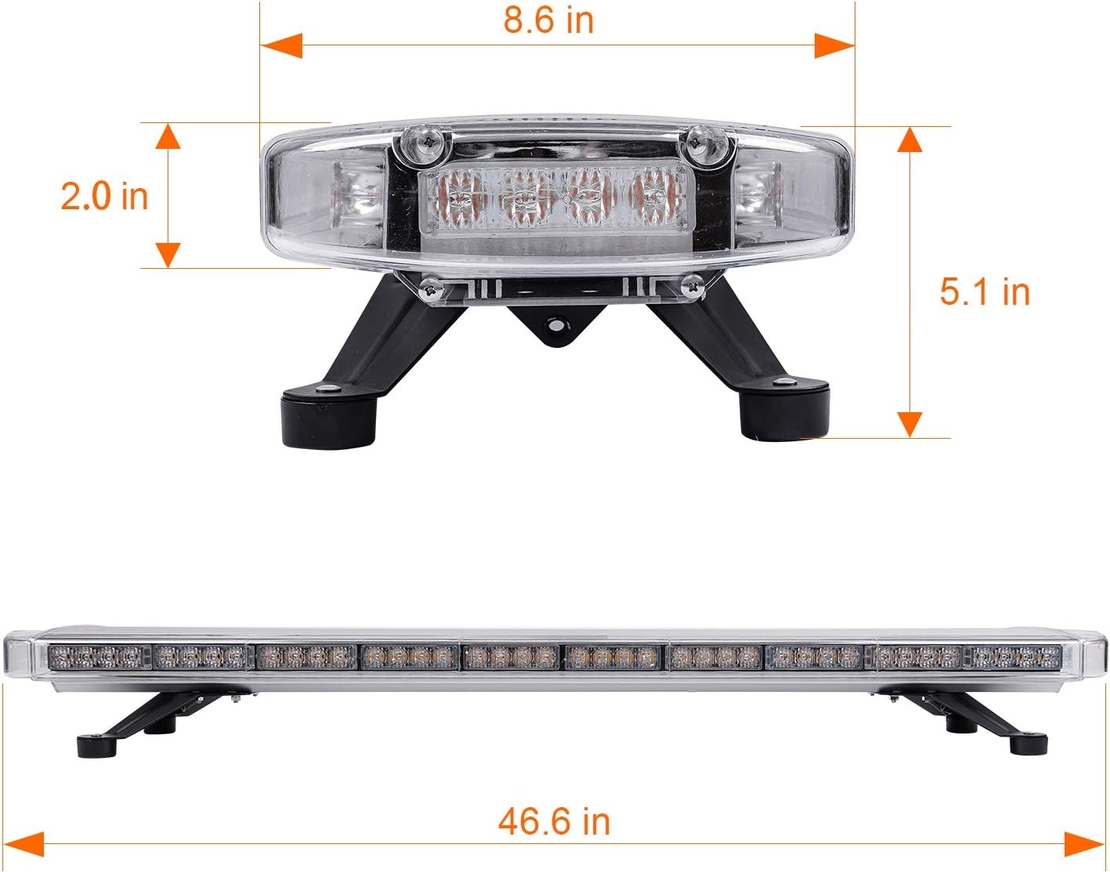 Мощна аварийна сигнална лампа 120см 88 LED ЛЕД блиц маяк буркан лед бар 12-24V със 15 режима на работа жълта за пътна помощ платформа снегорин багер бус ван и др.