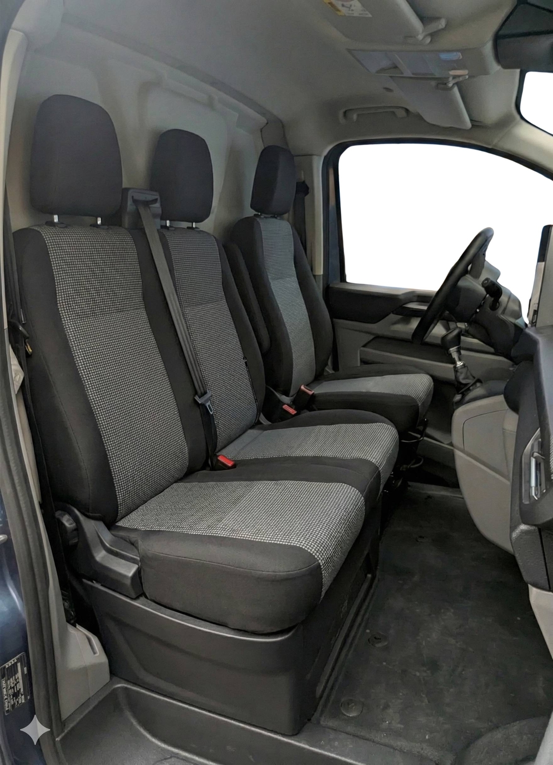 2+1 Комплект Тапицерия за Ford Transit Custom 2013-2023 с отвор на двойната седалка - черно