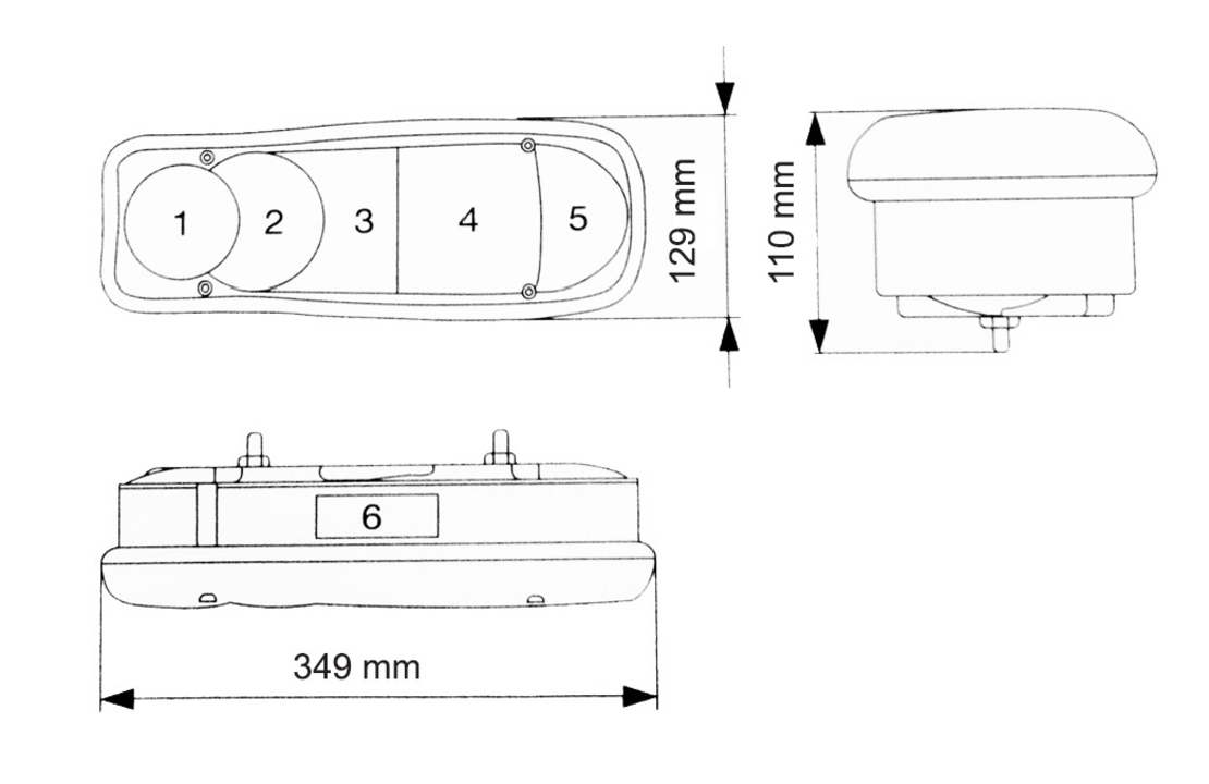 Комплект Стопове с Букса 35cm x 13 cm за бус камион тир ремарке караванa платформа 12V -24V с крушки 6 функции