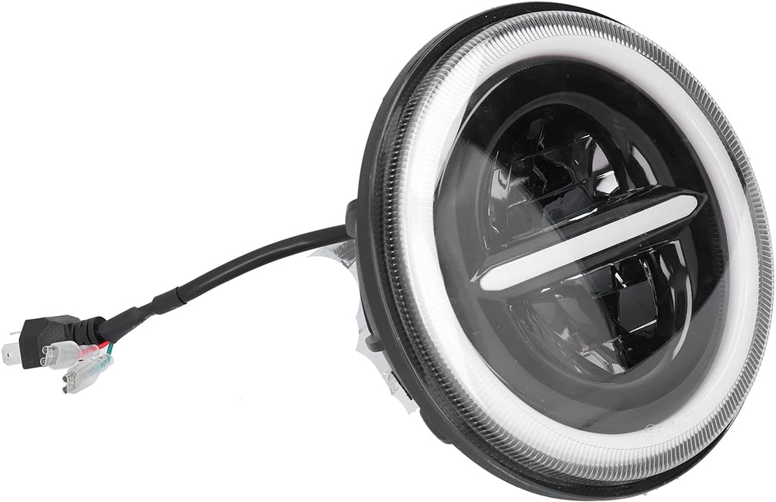 Универсален 7 инча 18см ЛЕД LED фар лампа халоген 12V-24V къси/дълги с DRL дневни светлини мигач бяло-жълто 7500lm за АТВ джип мотоциклет камион трактор и др.
