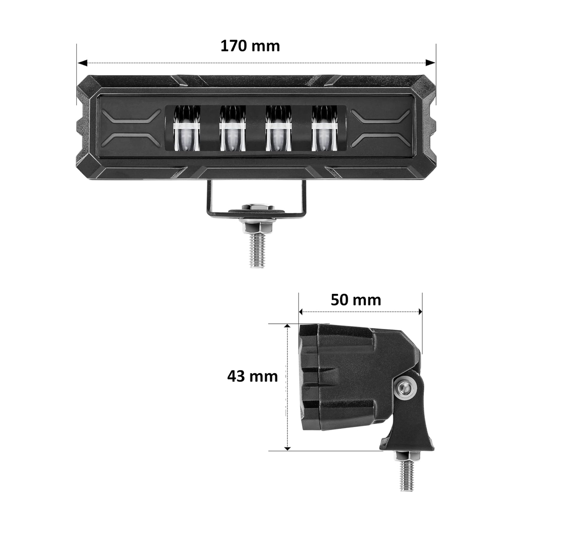 17cm 7Д Диоден Прожектор Led Bar Лед Бар Халоген Бяла Светлина + Габарит бяло - жълто 12V - 24V За АТВ SUF Джип 4х Offroad Камион