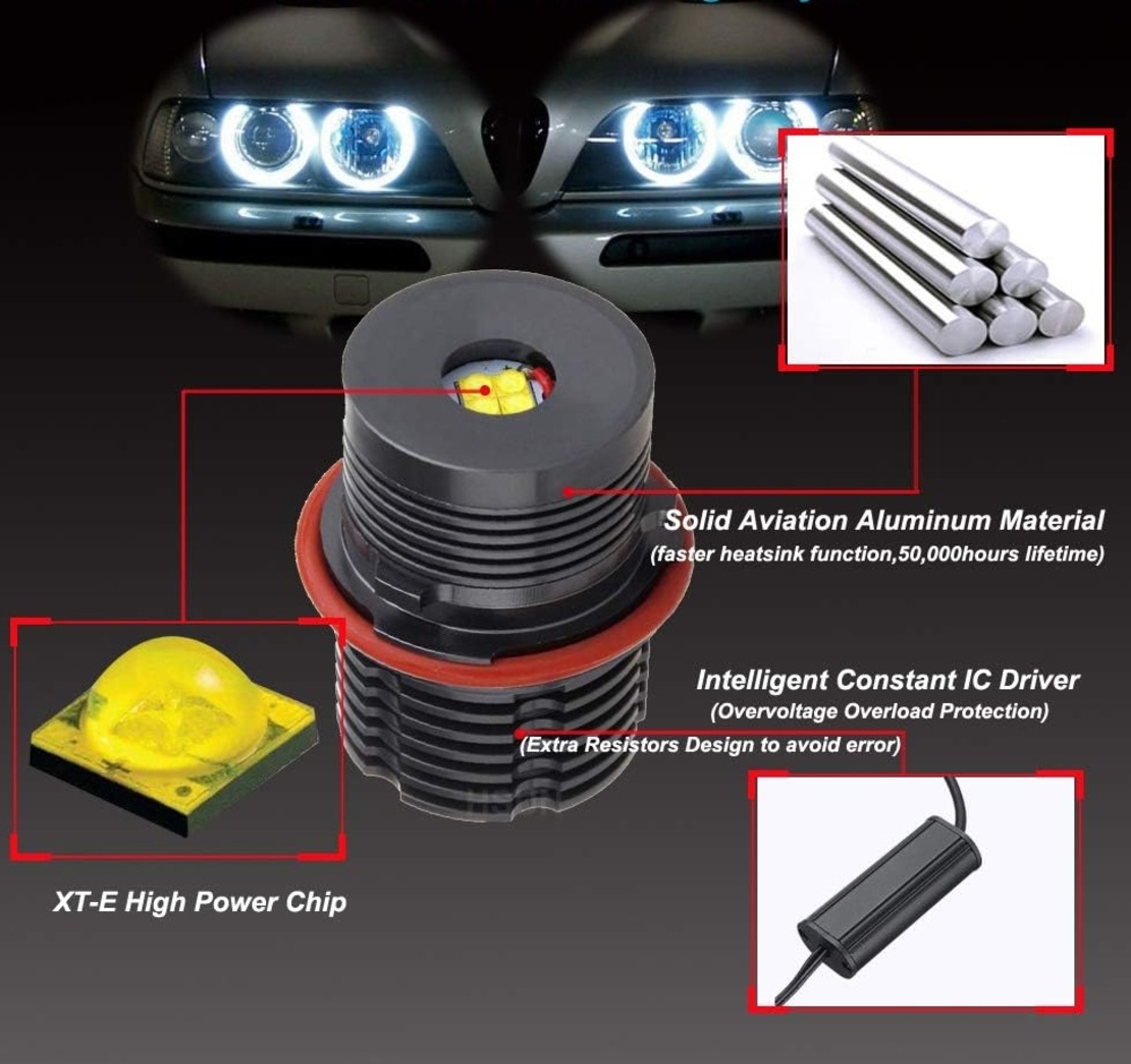 Комплект LED Angel Eyes крушки за BMW – CANBUS, бяла светлина, Plug & Play