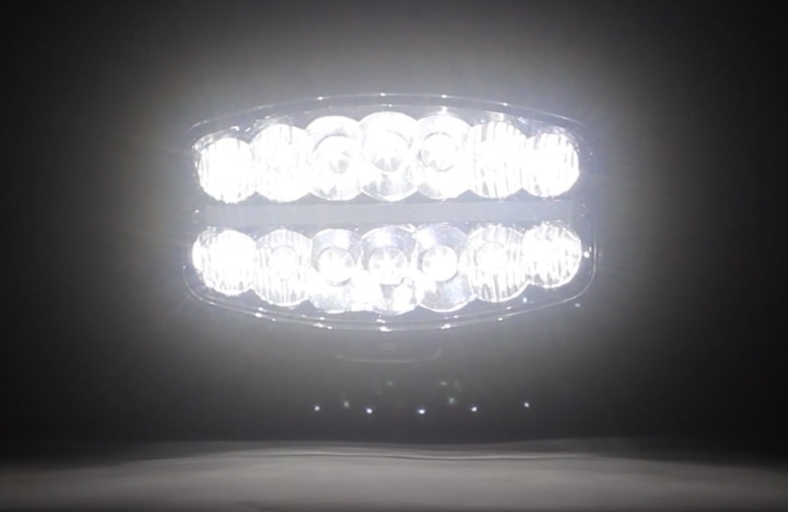 80W LED Лед Фар Халоген С Три Функции Неон ефект Бяло-Жълто/Оранжево Neon 24,5см x 13,9см 4100lm 12V - 24V E-Mark Подходящ За DAF MAN Scania Volvo Iveco и др.
