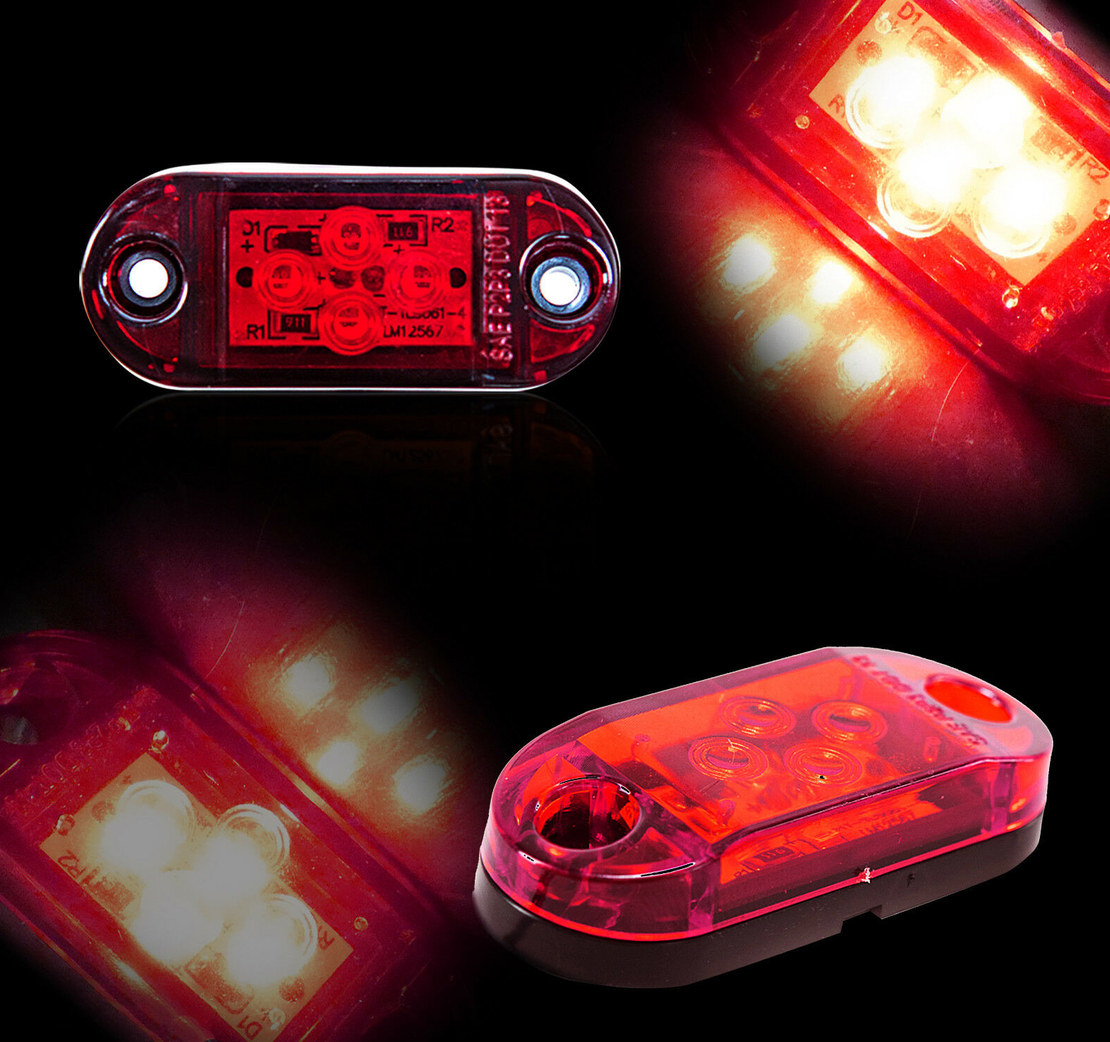 LED Габарит, Бял, Червен, Жълт, Маркер, 4 SMD Диода, 12V - 24V