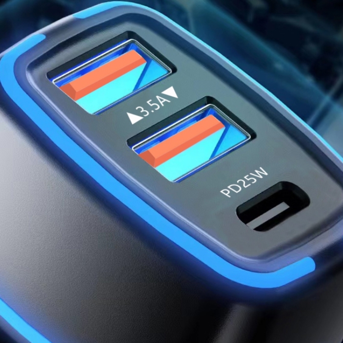 Адаптер за запалка с 3 порта - 25W