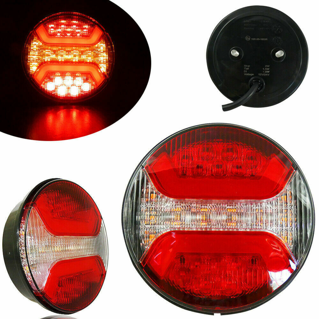1 Брой LED Лед Диоден Стоп Тип Хамбургер Неон Ефект Ø12cm 120mm 12V-24V За Камион, Ремарке, Бус , Каравана, Кемпер,Ван