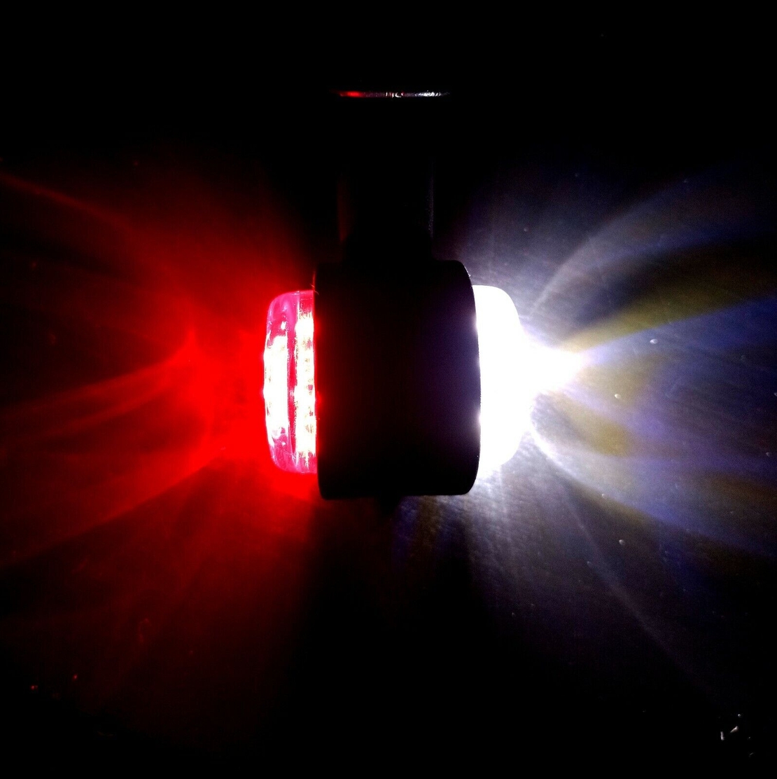 Комплект от 2 броя 12- 24V LED ЛЕД къси мини странични габаритни светлини тип рогче въртящи се с ротация за камион ремарке платформа каравана и др. бяло-червен 80 X 60 mm