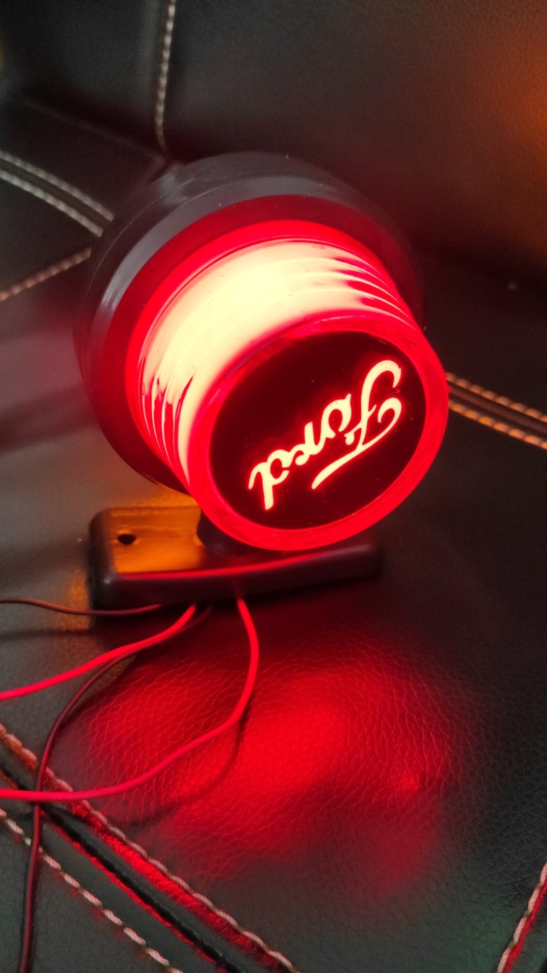 Комплект от 2 броя LED ЛЕД страничен габарит рогче 12 -24V оранжево - червено “old school” Неон Ефект с лого FD