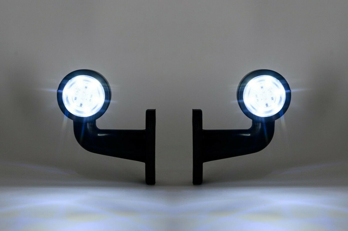 Комплект от 2бр LED ЛЕД мини странични габаритни светлини тип рогче 12V - 24V червена + бяла светлина за камион бус ремарке