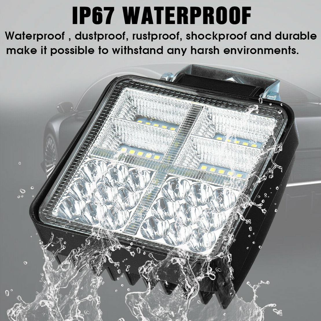 Универсален 162W Лед LED Халоген Фар Работна Лампа 12V - 24V бяла светлина + габаритна оранжева светлина за автомобил офроуд бус ван камион