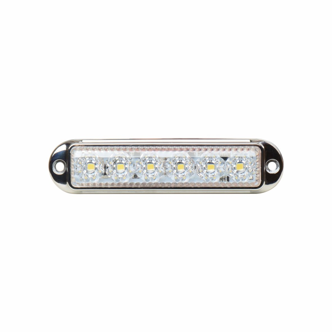 LED Габарит Маркер, 6 диода, хромирана рамка, Бял - 12V-24V