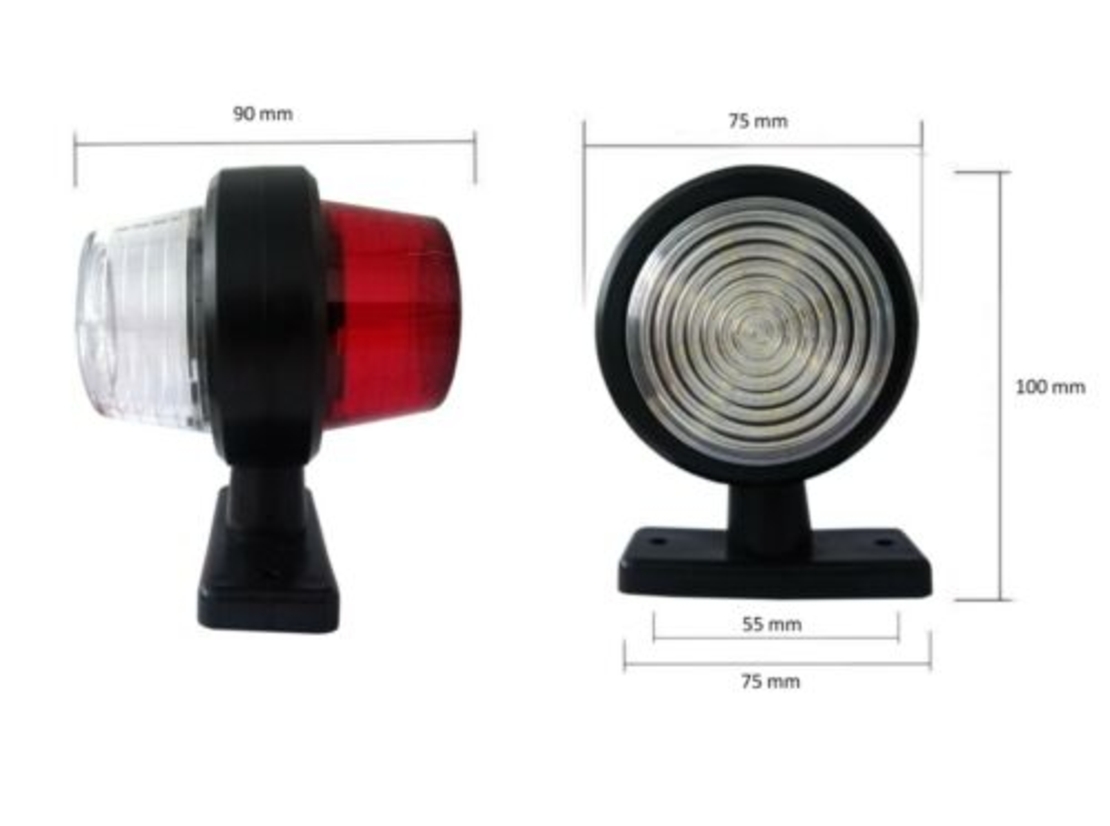 Комплект от 2 броя 12-24V ЛЕД LED Диодни Странични Маркери, Рогчета, Светлини За Камион, Ремарке, Каравана, Кемпер АТВ и др., бяло-червено