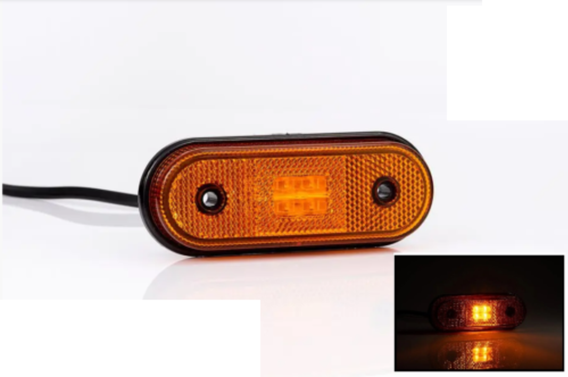 LED ЛЕД Светодиоден Водоустойчив Оранжев Жълт Габарит Маркер Токос Fristom 12 - 24V за камион бус ван пикап ремарке каравана платформа и др. 120mm x 46mm x 18mm