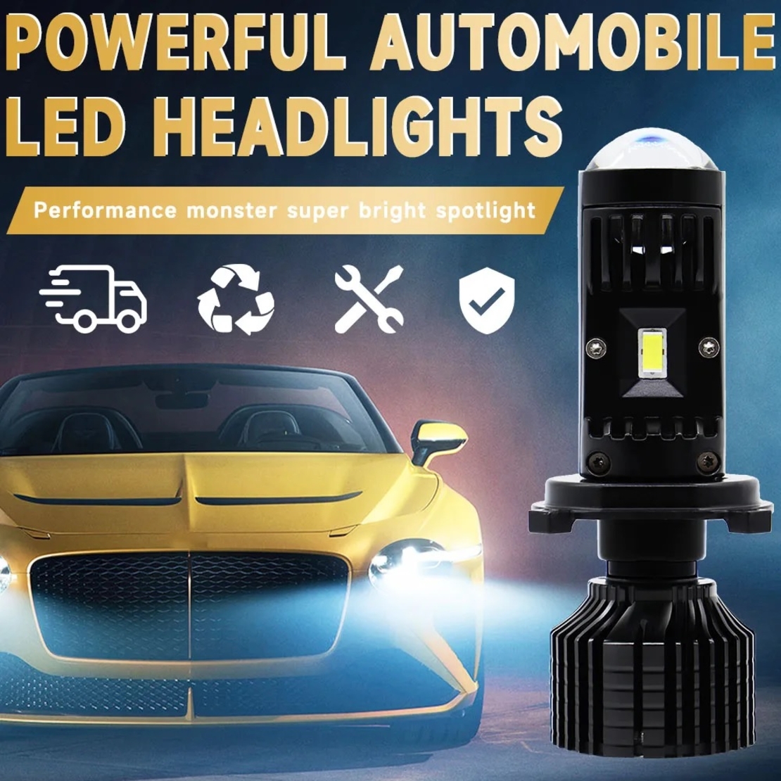Комплект от 2 броя LED крушки с лупа, Y10 H7, 200%, 50W 6400LM, 6000K, 360° Canbus без грешки – 12V