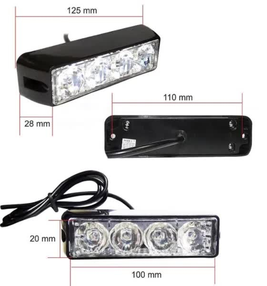 4 LED Аварийна Лампа За Пътна Помощ, Жълта Блиц Светлина, Мигаща