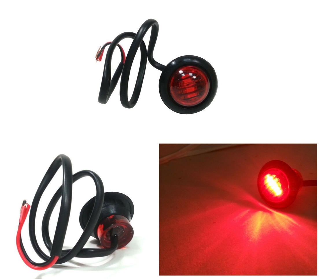 Червен LED Габарит, Тип Копче, Маркер, Токос - 24V
